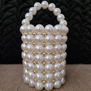 PEARL BUCKET HANDBAG  BEADED HANDHELD